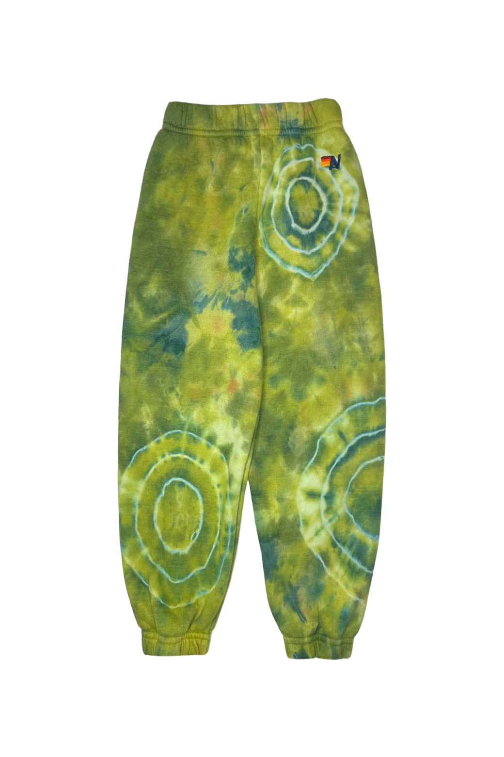 Retro KIDS HAND DYED SWEATPANTS - TIE DYE GREEN YELLOW