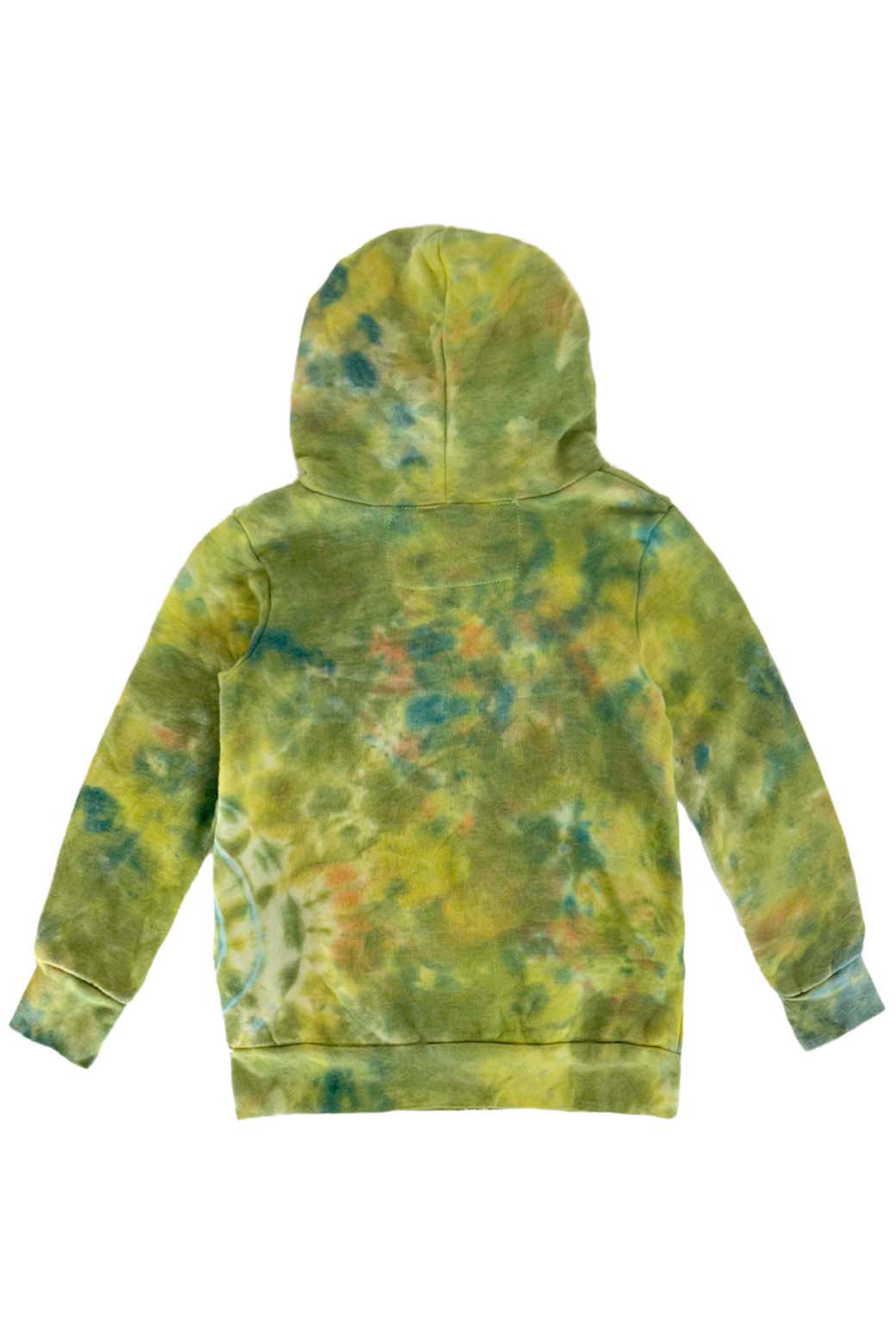 Retro KIDS HAND DYED ZIP HOODIE - TIE DYE GREEN YELLOW