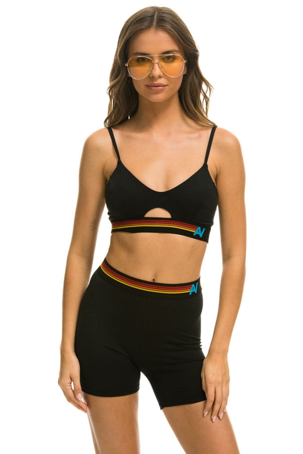 Retro LOGO ELASTIC KEYHOLE BRA - BLACK