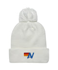 Retro LOGO POM RIB BEANIE - WHITE