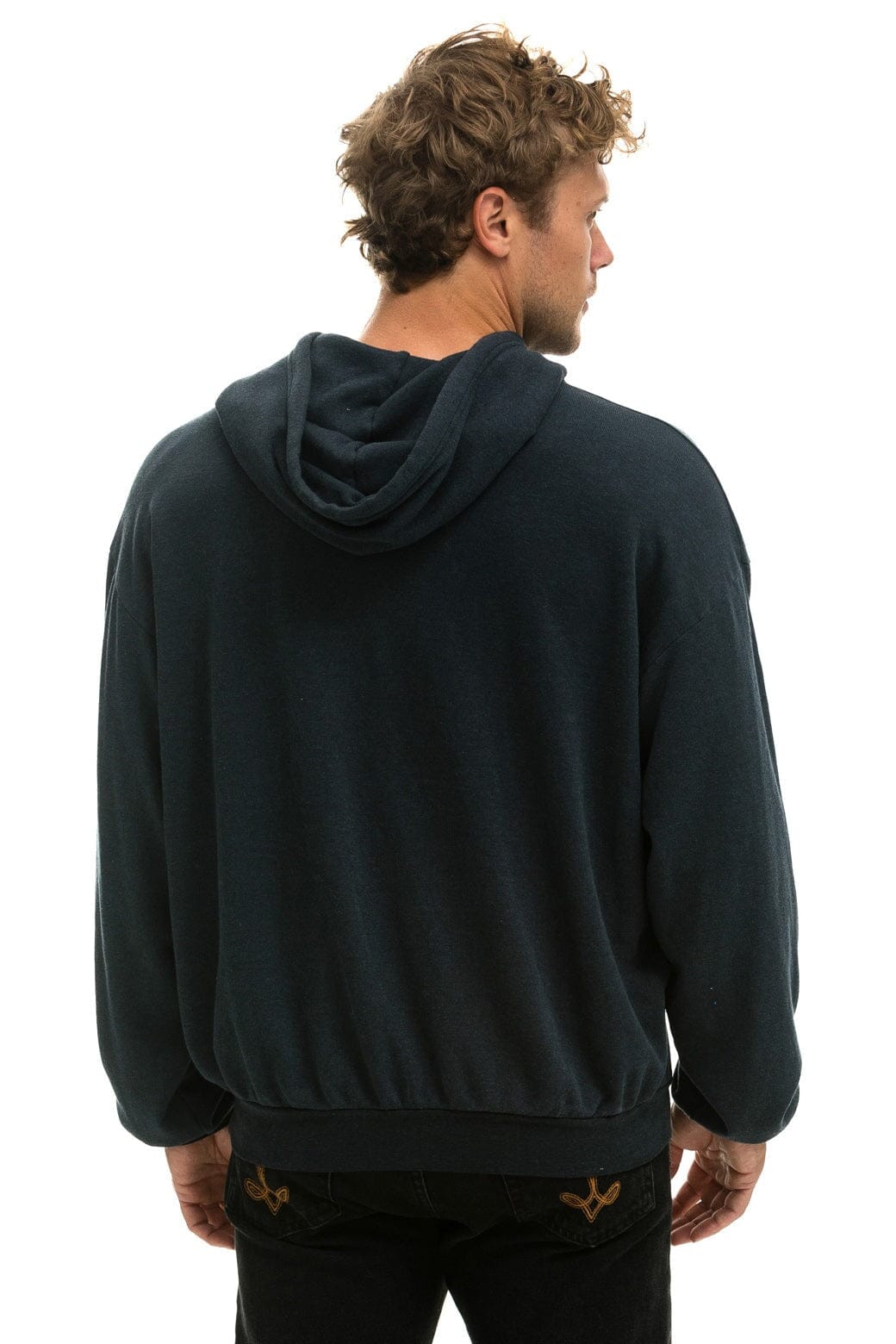 Retro LOGO PULLOVER RELAXED HOODIE - CHARCOAL