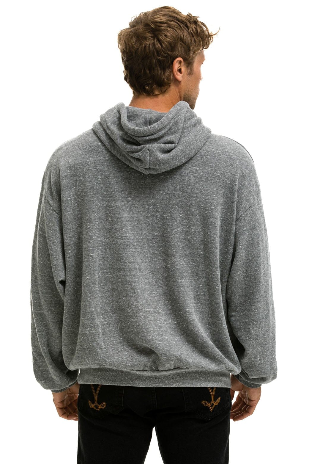 Retro LOGO PULLOVER RELAXED HOODIE - HEATHER GREY