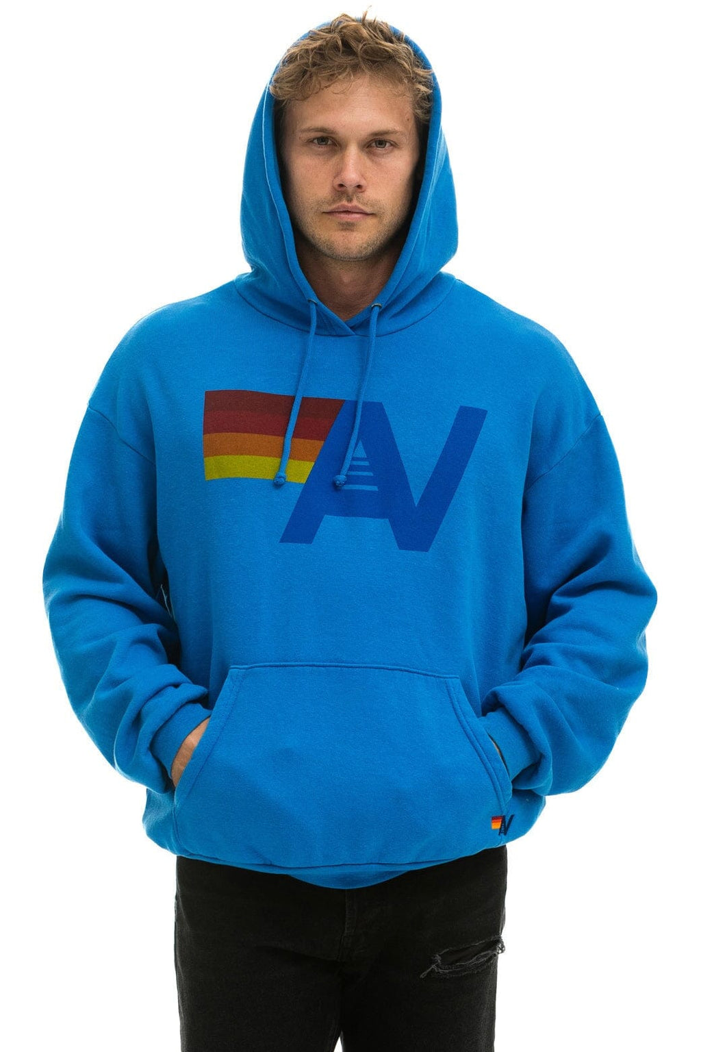 Retro LOGO PULLOVER RELAXED HOODIE - OCEAN