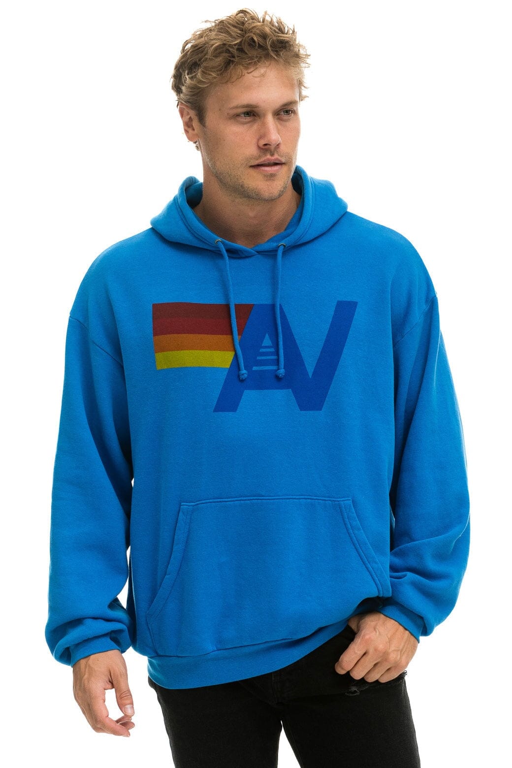 Retro LOGO PULLOVER RELAXED HOODIE - OCEAN