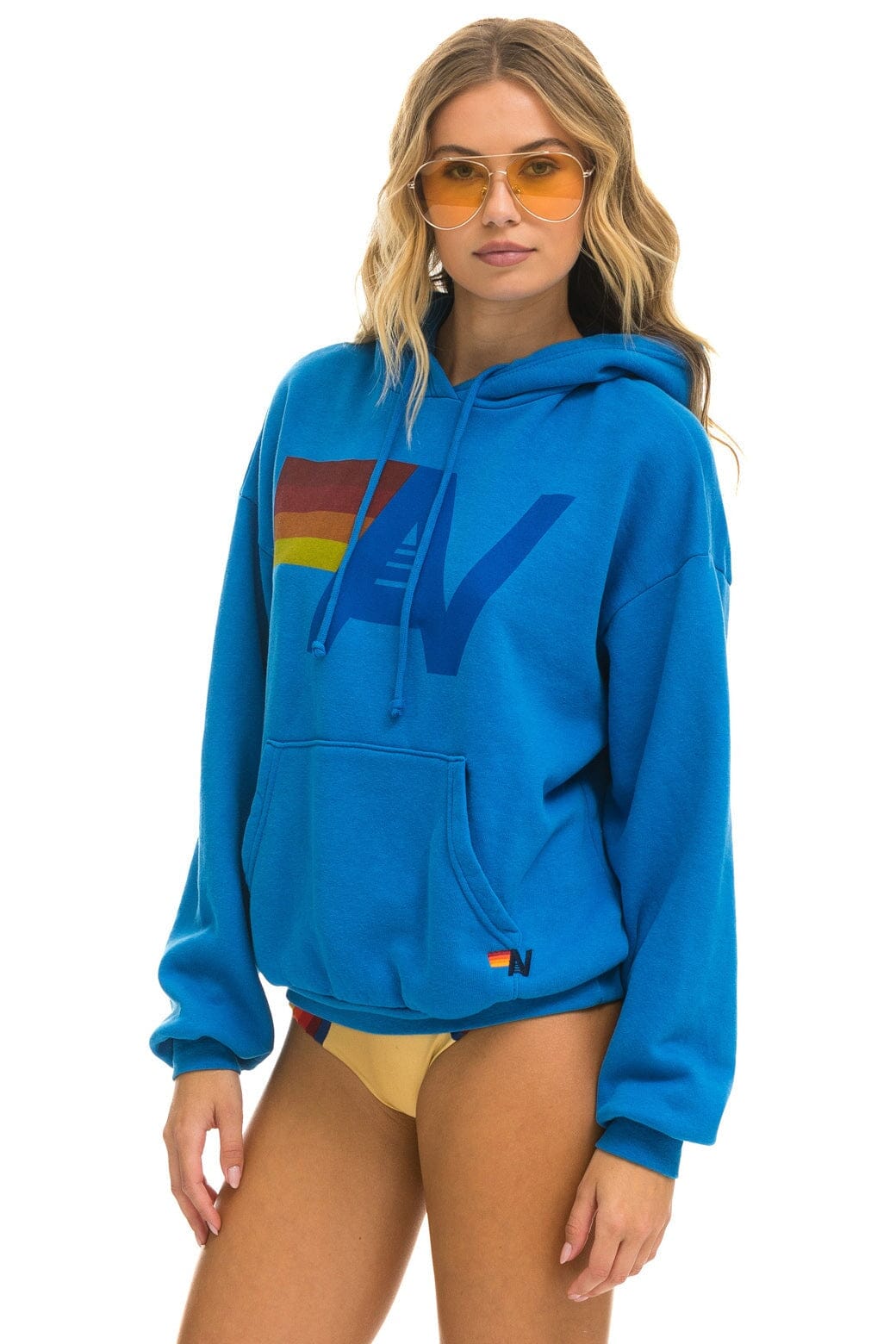 Retro LOGO PULLOVER RELAXED HOODIE - OCEAN