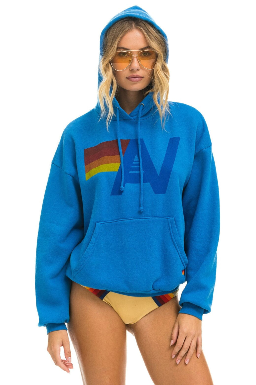Retro LOGO PULLOVER RELAXED HOODIE - OCEAN