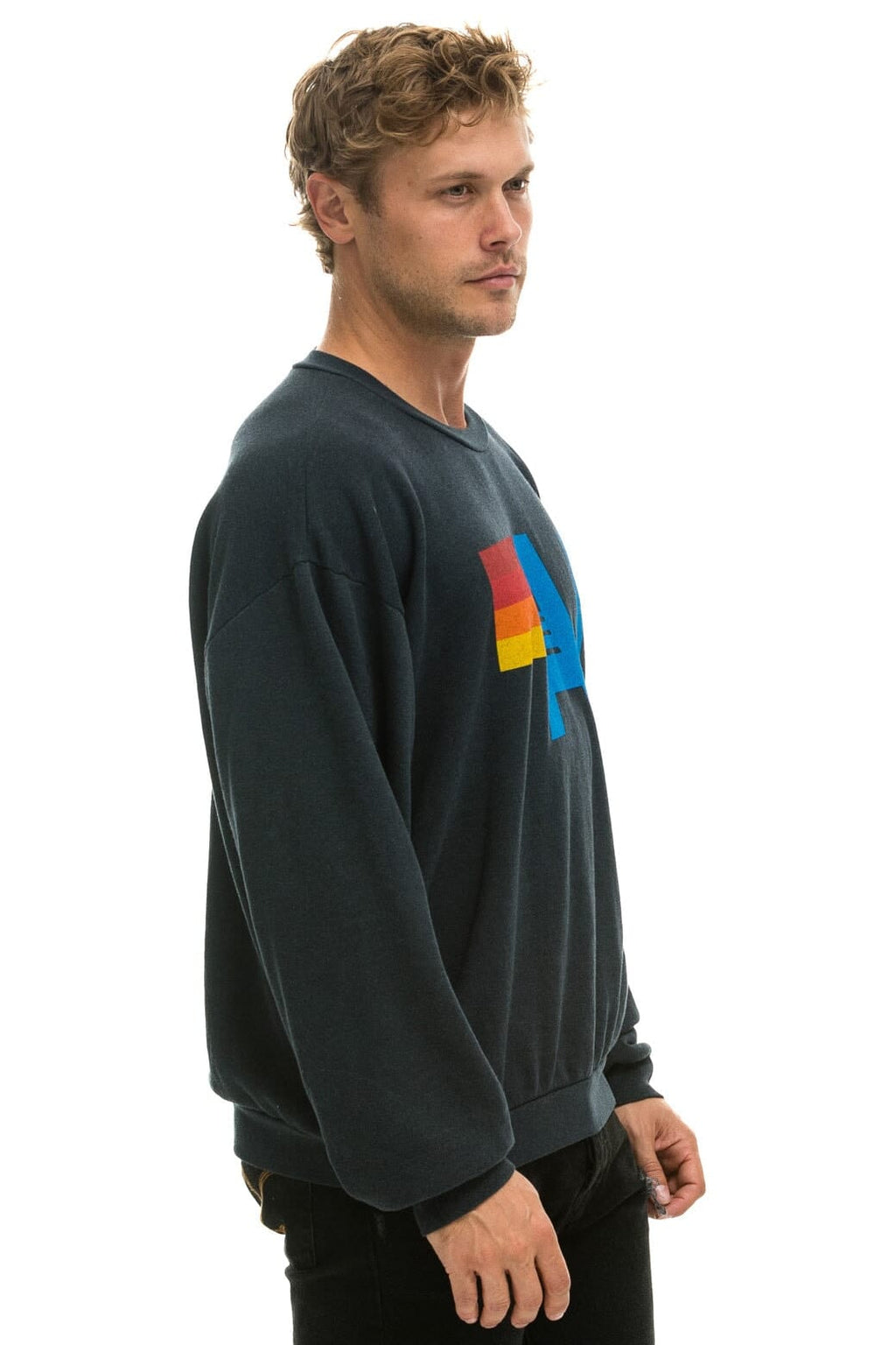 Retro LOGO RELAXED CREW SWEATSHIRT - CHARCOAL