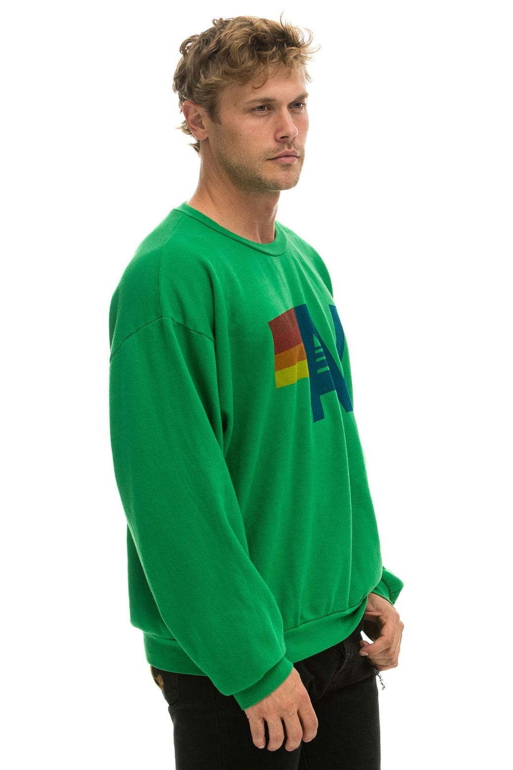Retro LOGO RELAXED CREW SWEATSHIRT - KELLY GREEN