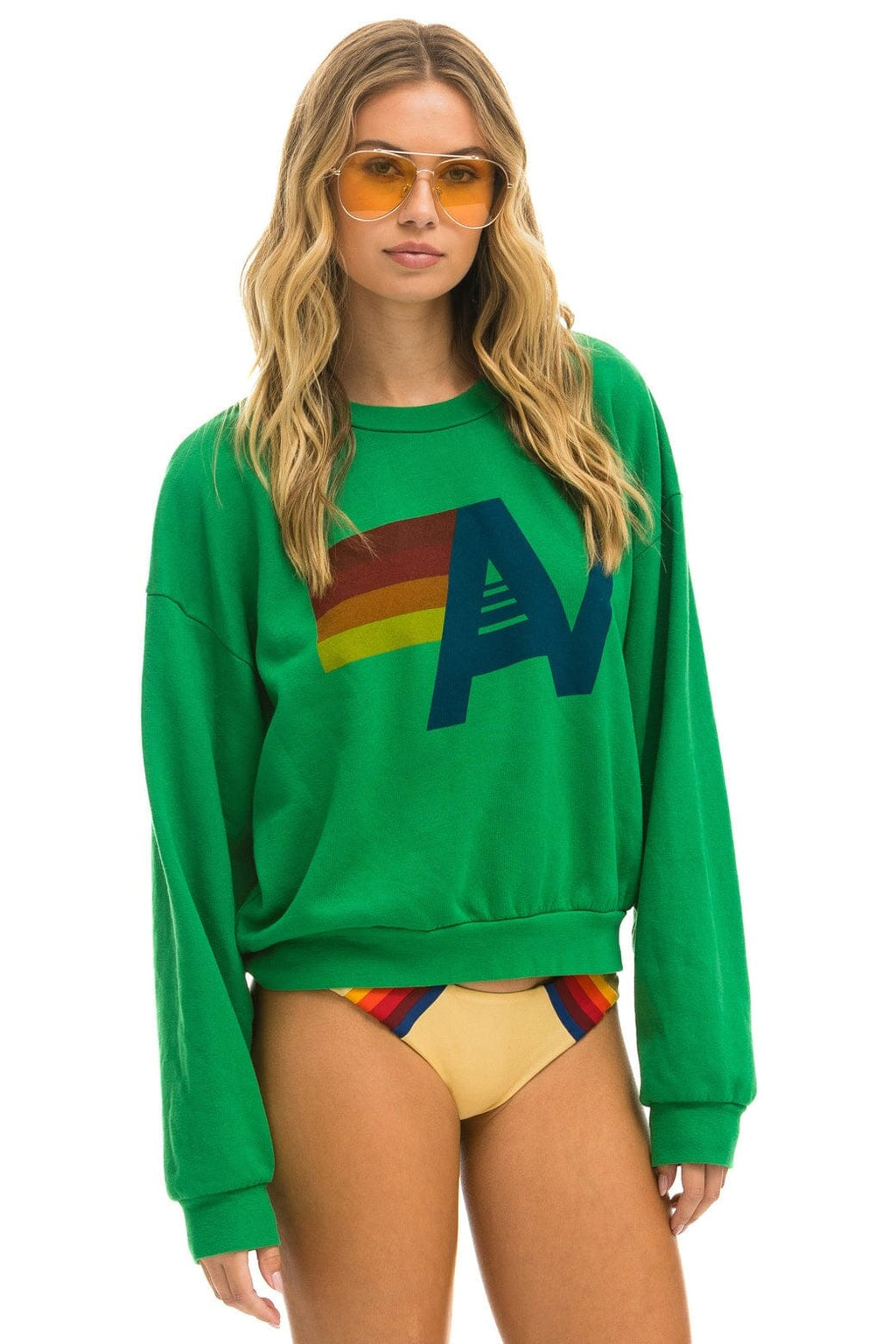 Retro LOGO RELAXED CREW SWEATSHIRT - KELLY GREEN