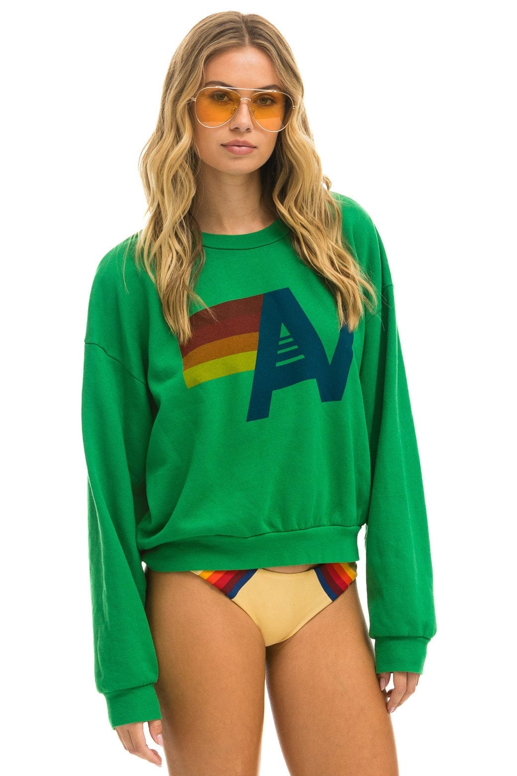 Retro LOGO RELAXED CREW SWEATSHIRT - KELLY GREEN
