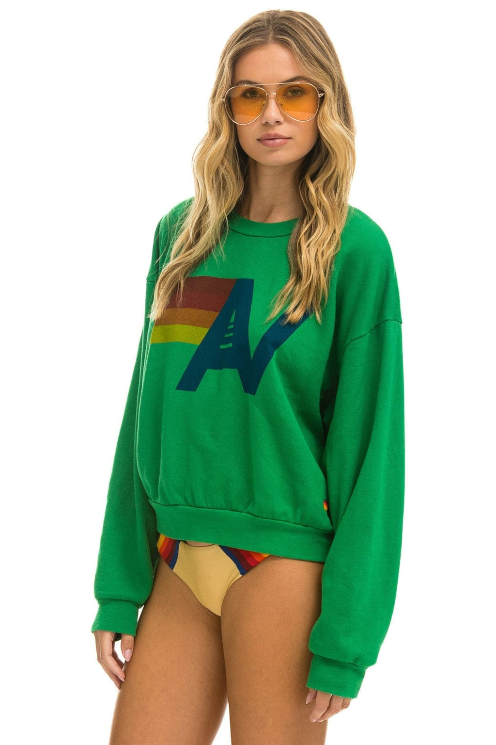 Retro LOGO RELAXED CREW SWEATSHIRT - KELLY GREEN