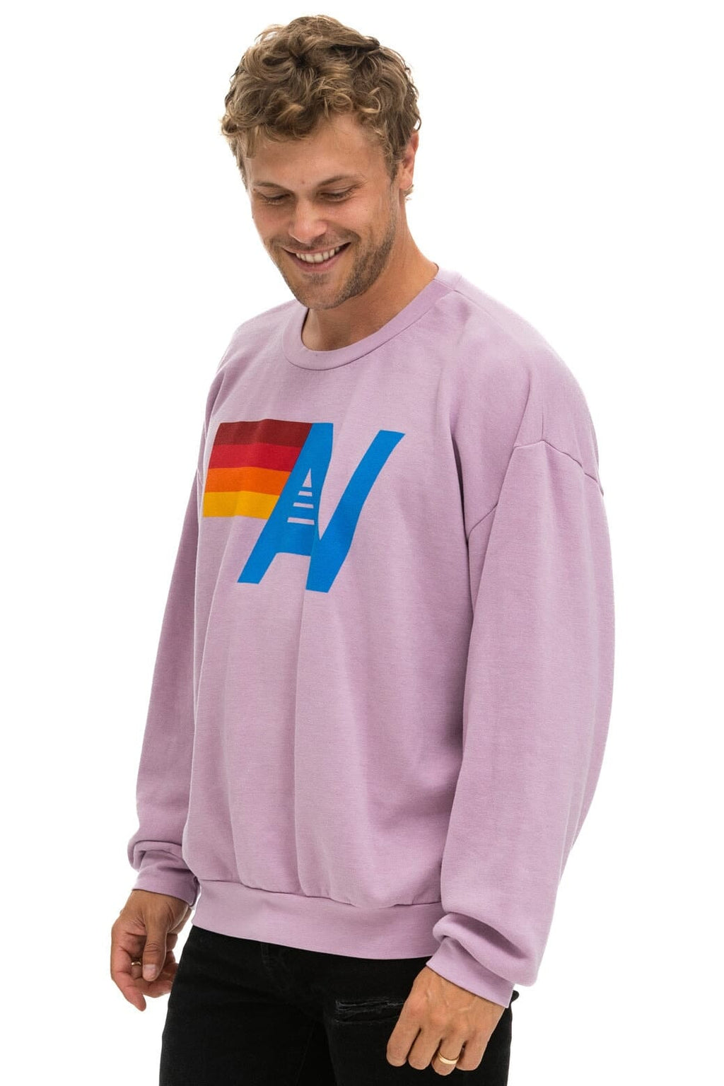 Retro LOGO RELAXED CREW SWEATSHIRT - MAUVE