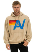 Retro LOGO STITCH PULLOVER RELAXED HOODIE - SAND