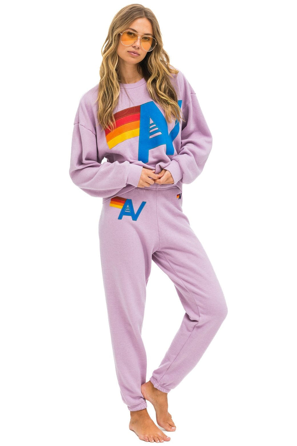 Retro LOGO STITCH RELAXED CREW SWEATSHIRT - MAUVE