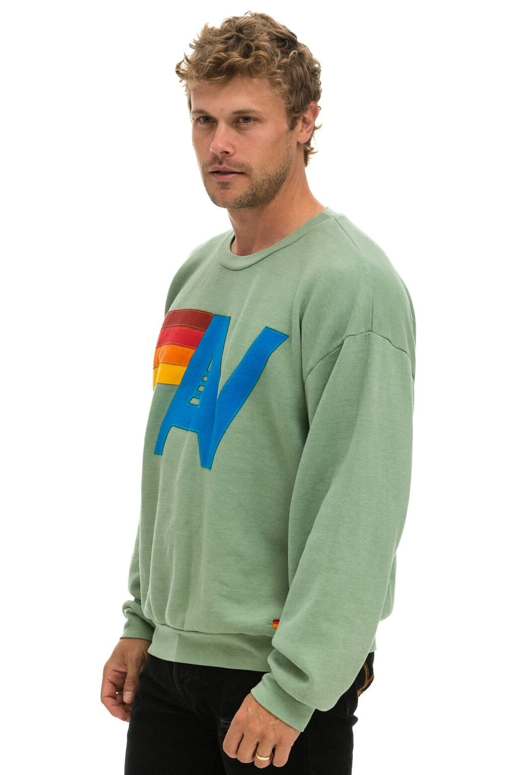 Retro LOGO STITCH RELAXED CREW SWEATSHIRT - SAGE