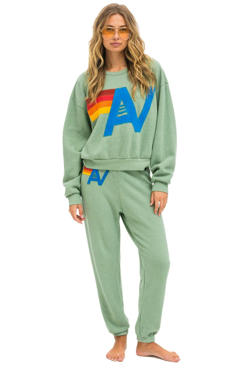 Retro LOGO STITCH RELAXED CREW SWEATSHIRT - SAGE