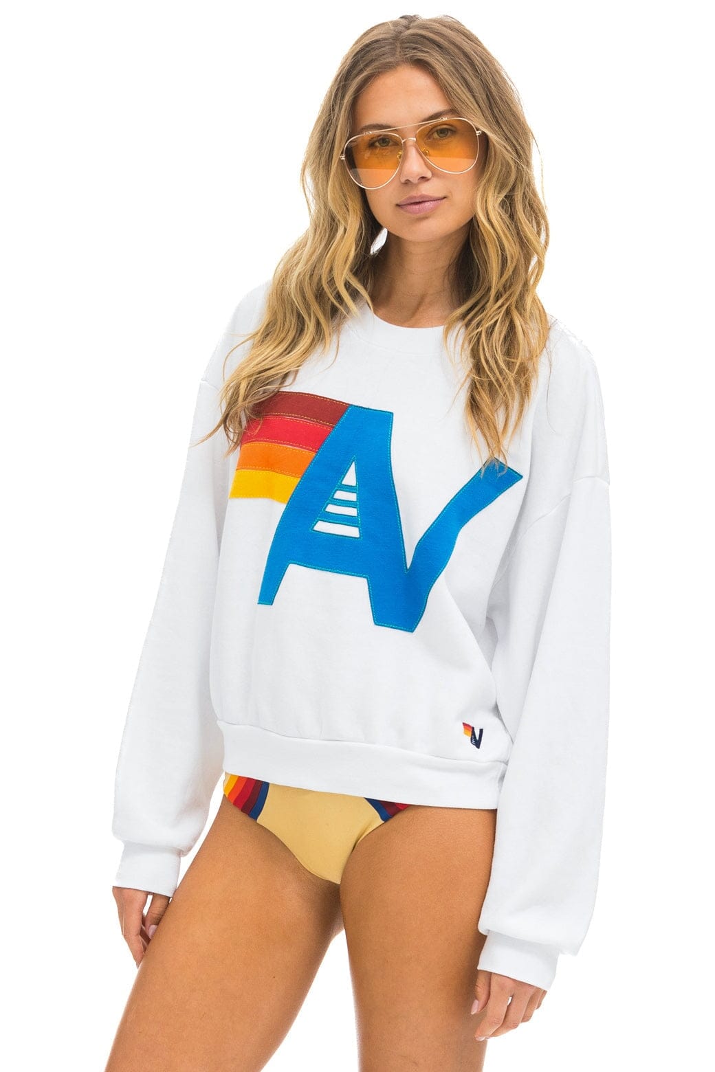 Retro LOGO STITCH RELAXED CREW SWEATSHIRT - WHITE