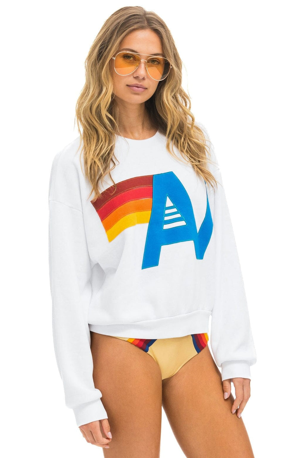 Retro LOGO STITCH RELAXED CREW SWEATSHIRT - WHITE