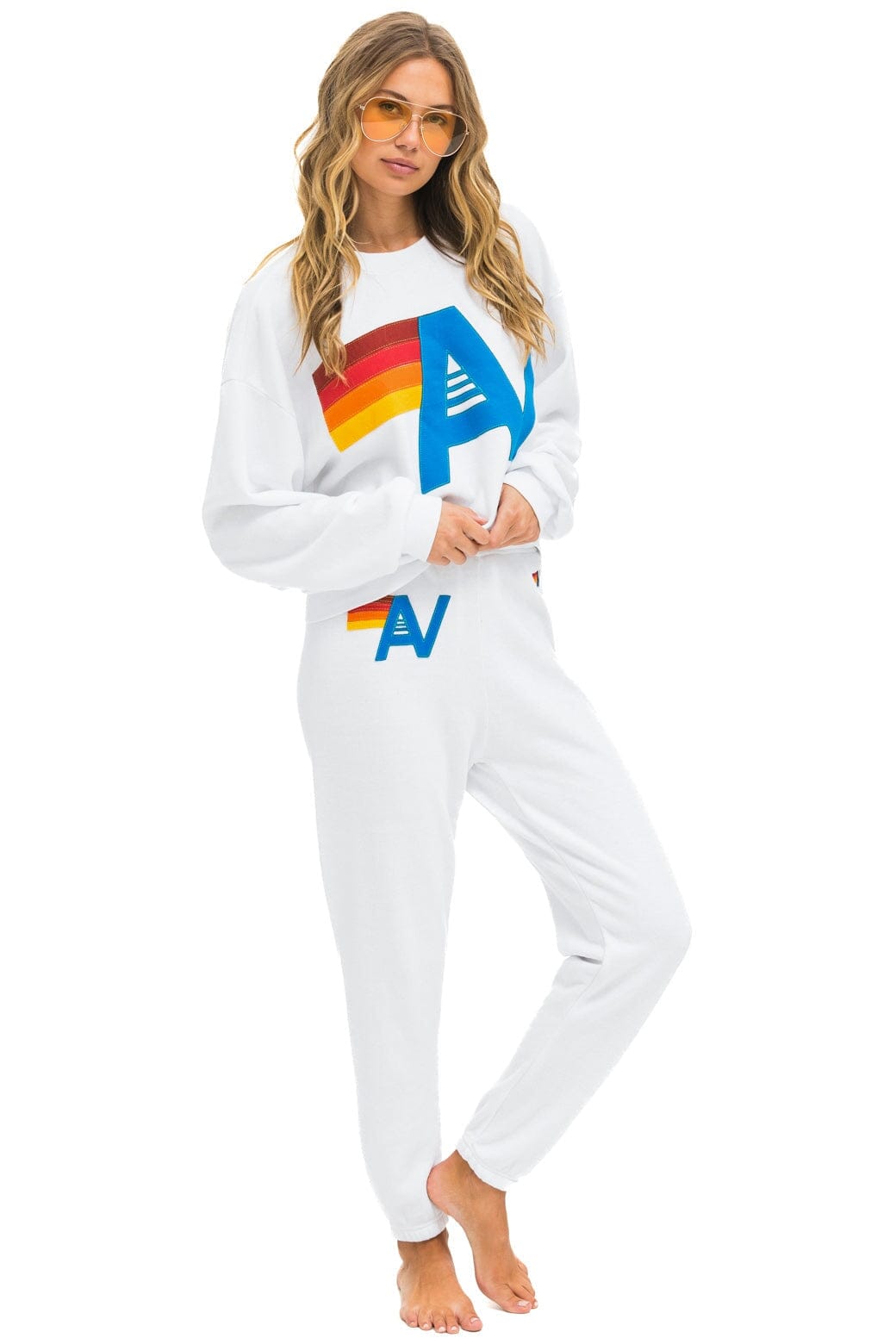 Retro LOGO STITCH RELAXED CREW SWEATSHIRT - WHITE