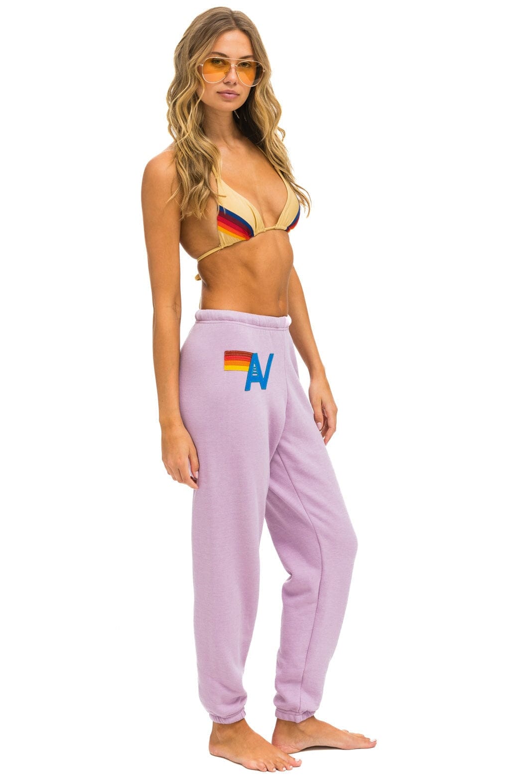Retro LOGO STITCH SWEATPANTS - MAUVE