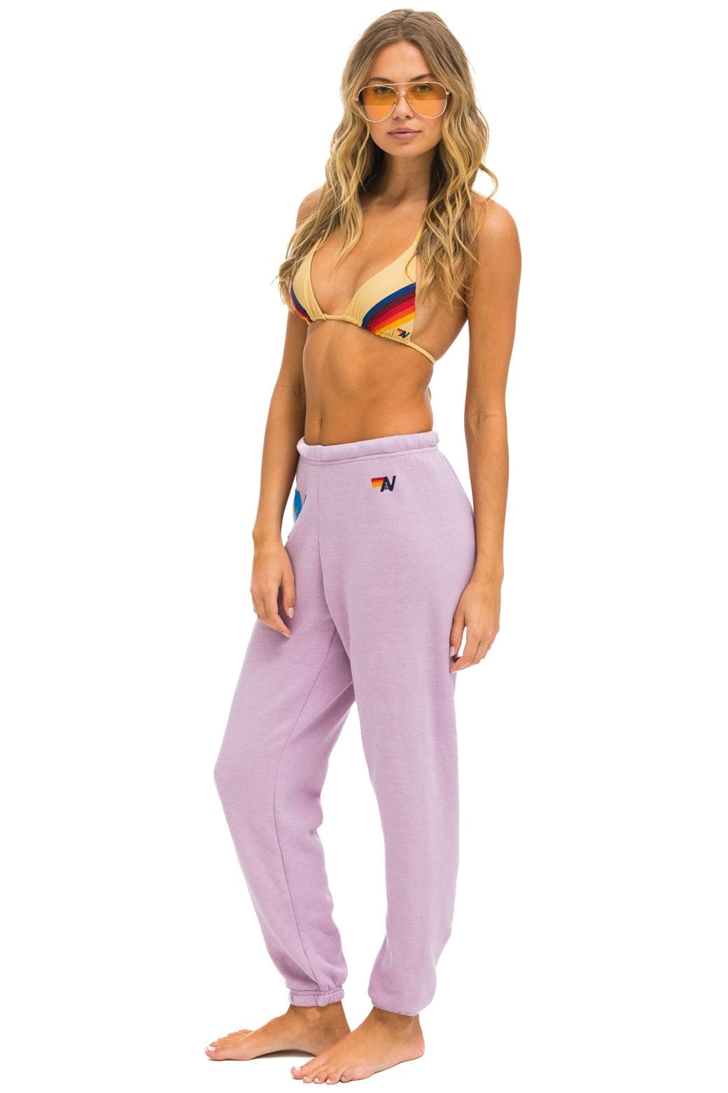 Retro LOGO STITCH SWEATPANTS - MAUVE