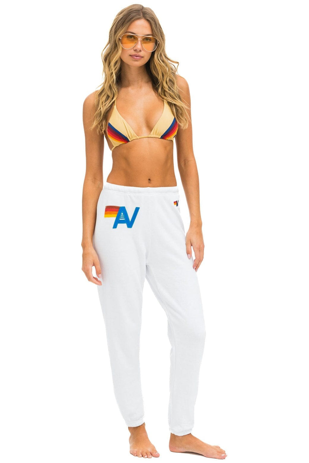 Retro LOGO STITCH SWEATPANTS - WHITE