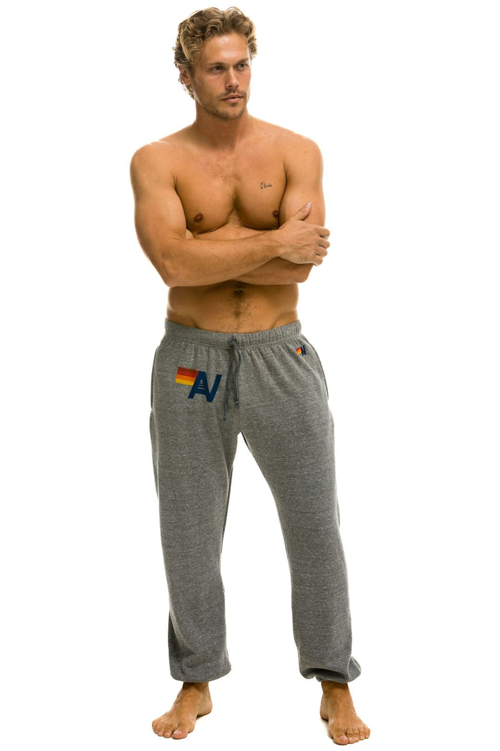 Retro LOGO SWEATPANTS - HEATHER GREY