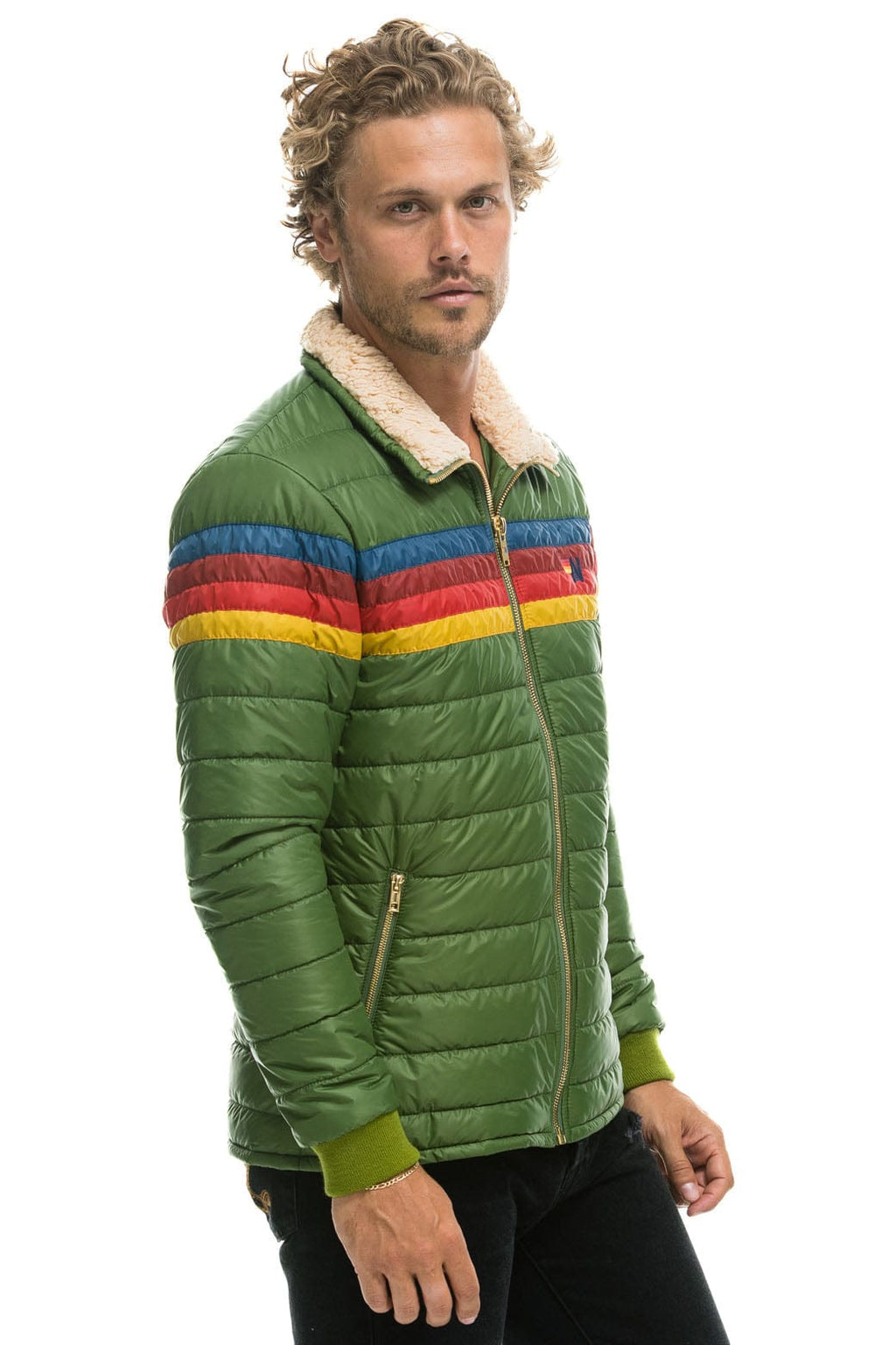 Retro 4 STRIPE JACKET - GARDEN GREEN