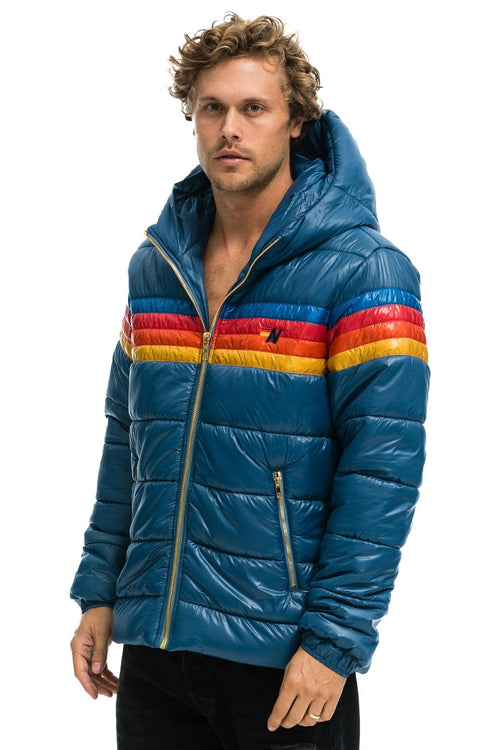 Retro 4 STRIPE LUXE TREKKER JACKET - GLOSSY DEEP BLUE