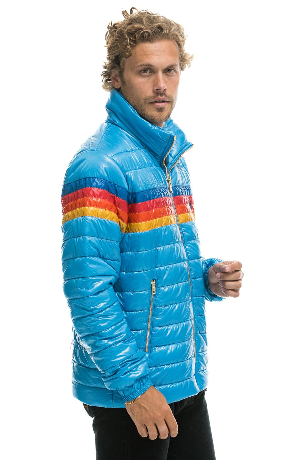 Retro 4 STRIPE TRAVELER JACKET - OCEAN GLOSSY