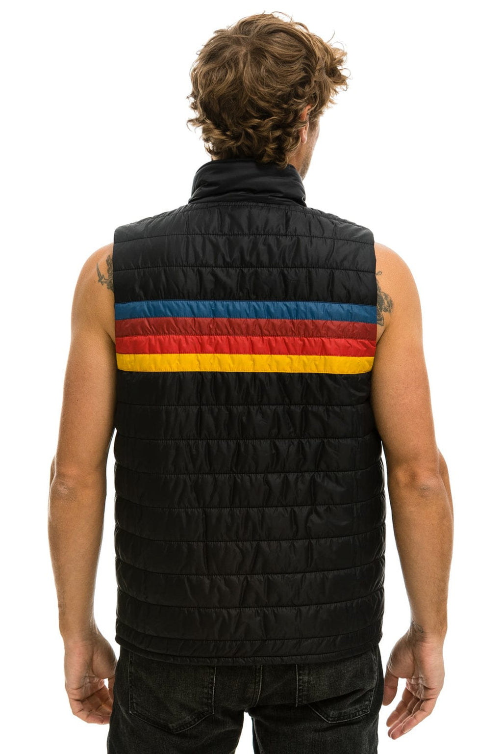 Retro MENS 4 STRIPE VEST - BLACK