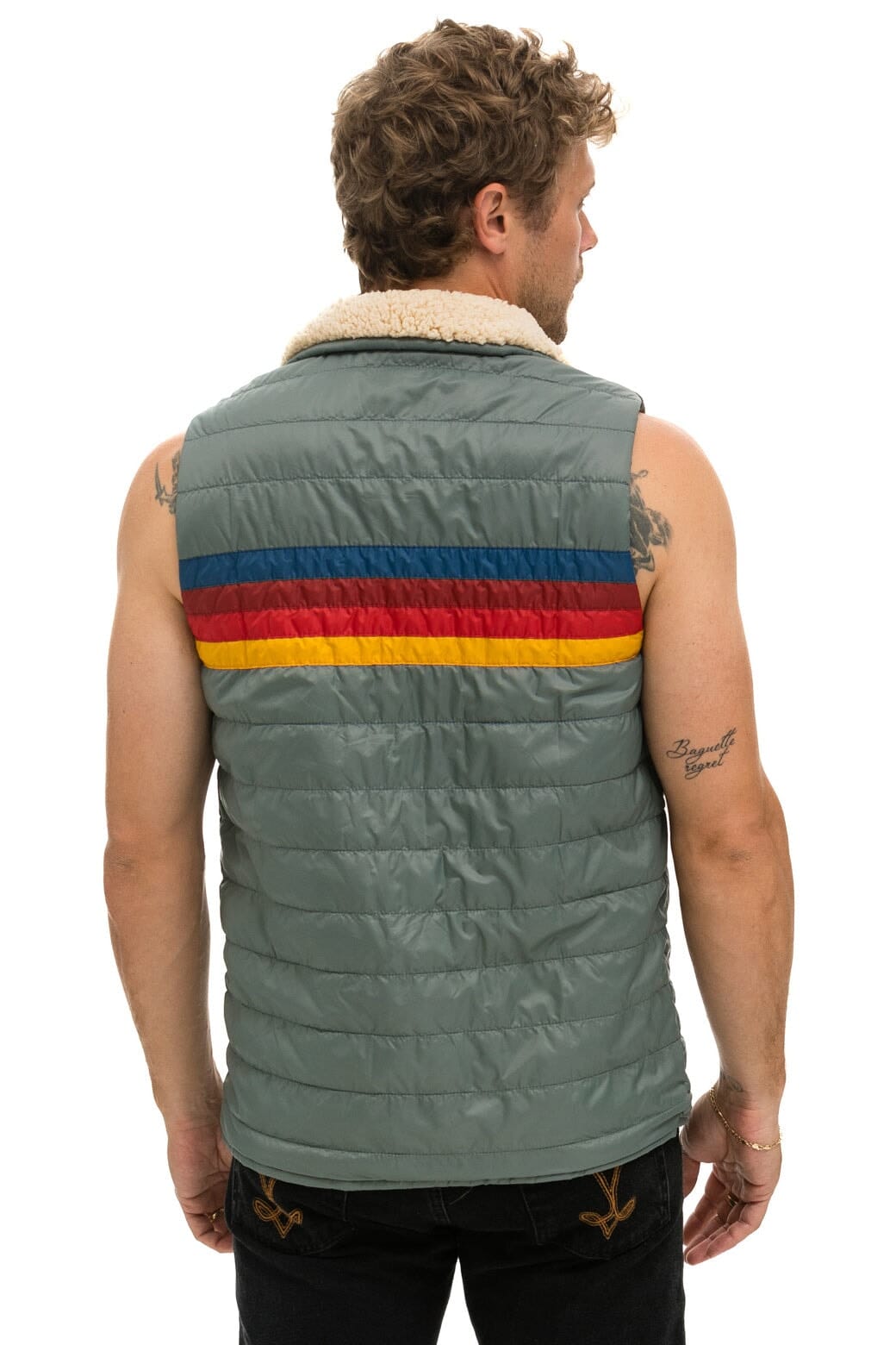 Retro MENS 4 STRIPE VEST SHERPA - SEDONA