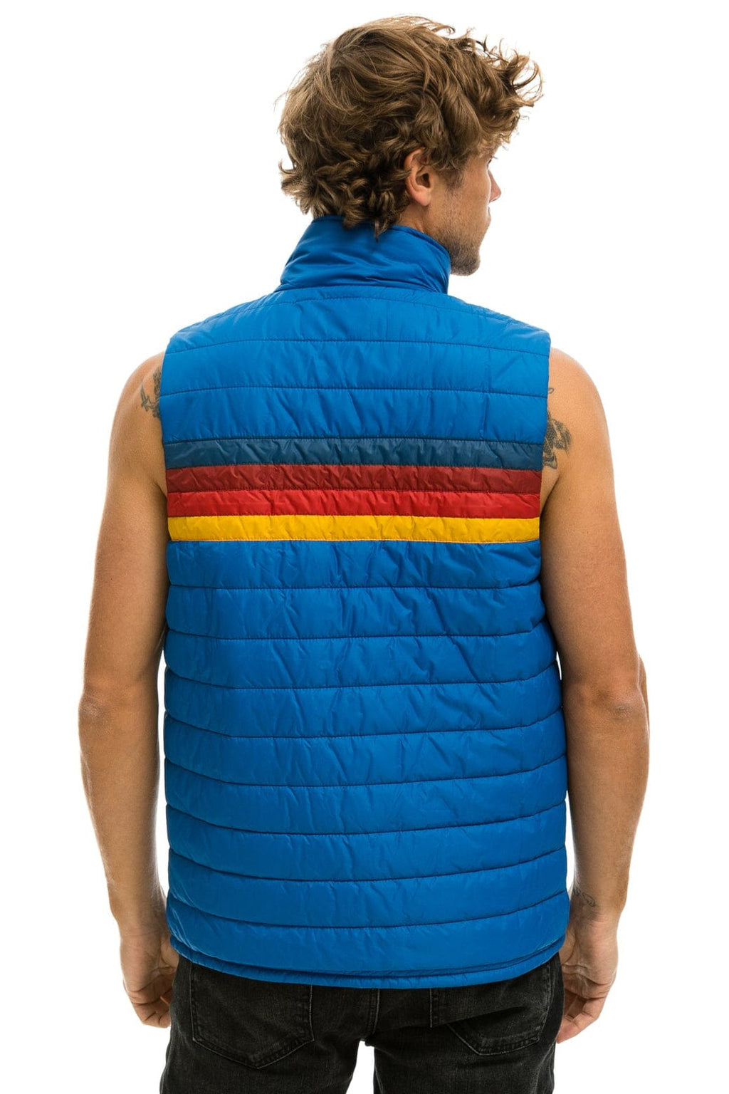 Retro MENS 4 STRIPE VEST - SNORKEL BLUE