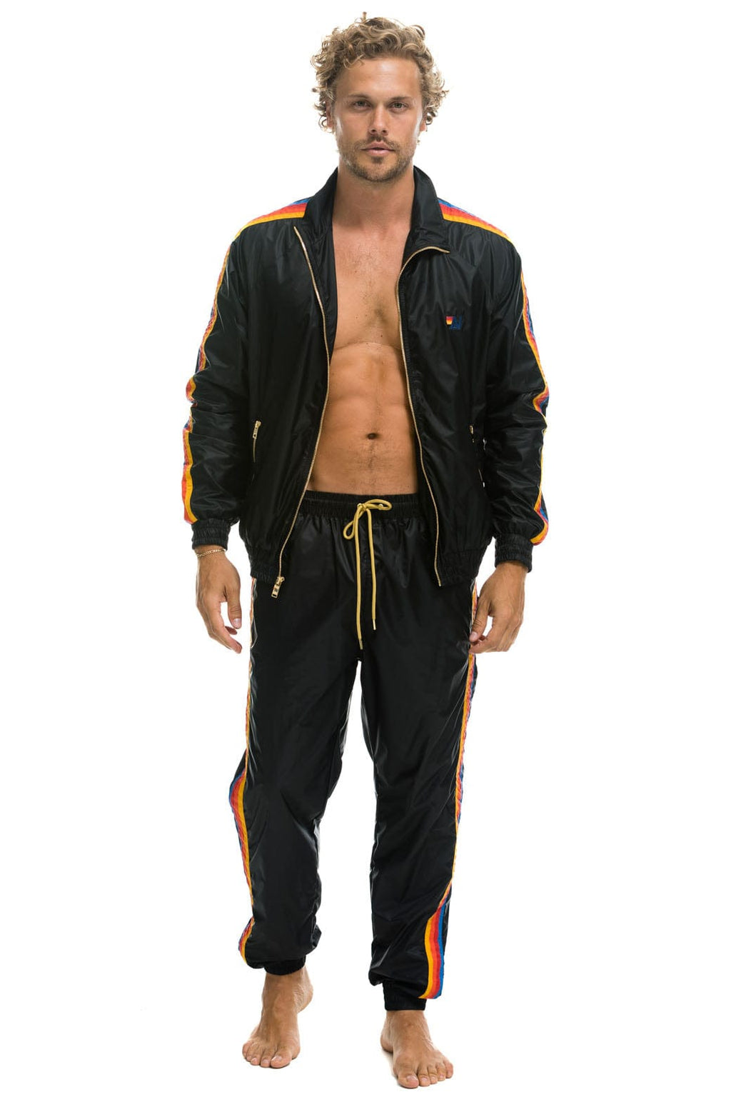 Retro MENS 4 STRIPE WIND PANT - BLACK