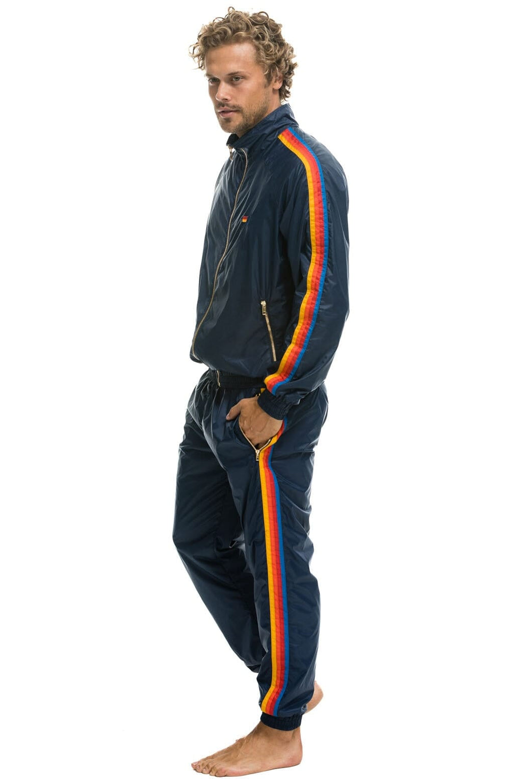 Retro MENS 4 STRIPE WIND PANT - NAVY