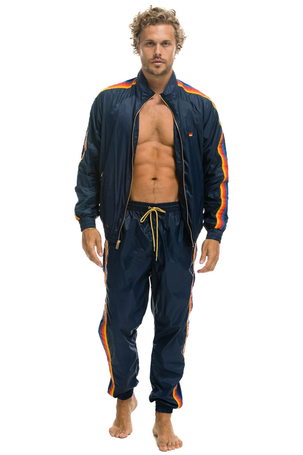 Retro MENS 4 STRIPE WIND PANT - NAVY