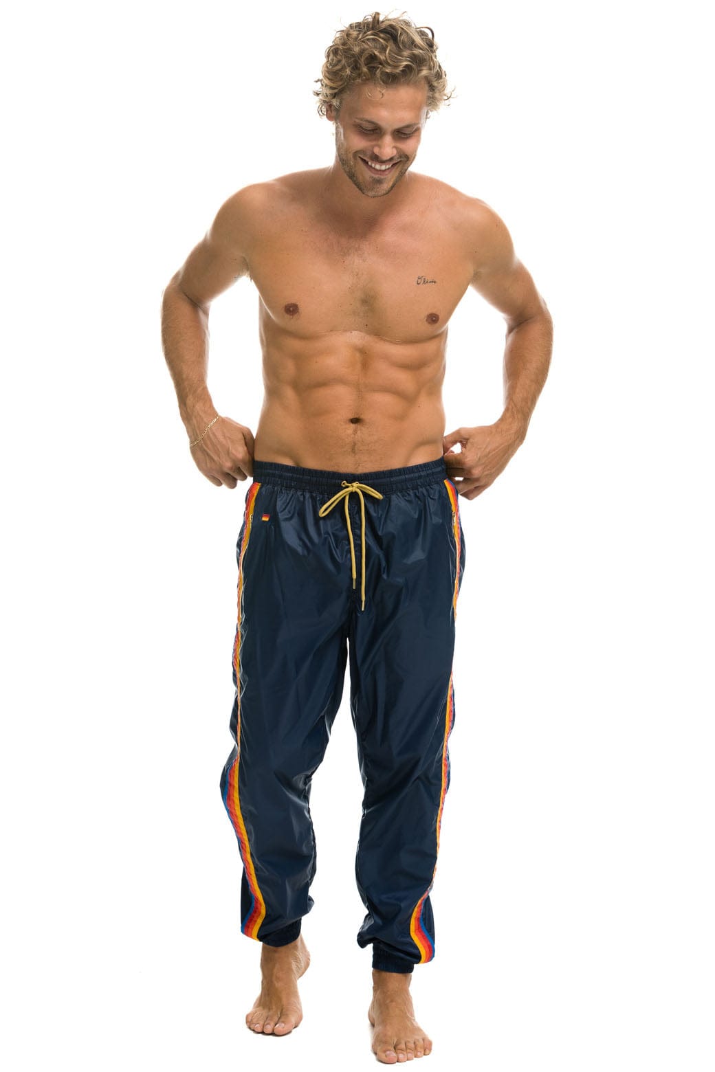 Retro MENS 4 STRIPE WIND PANT - NAVY
