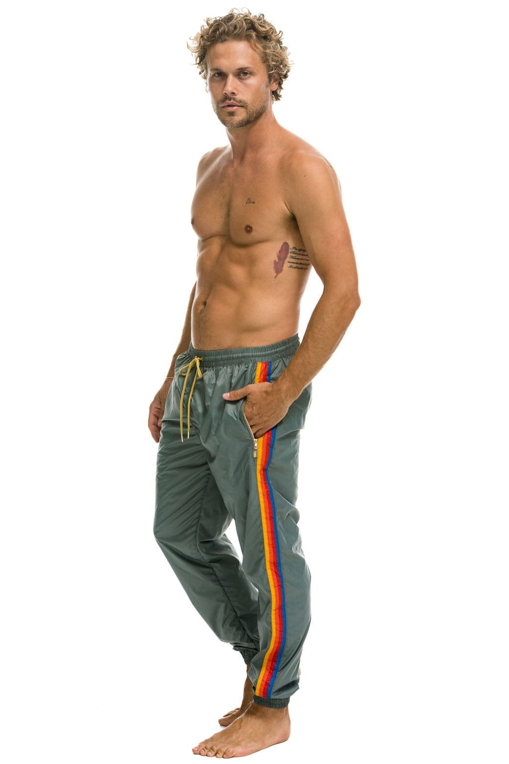 Retro MENS 4 STRIPE WIND PANT - SEDONA GREY