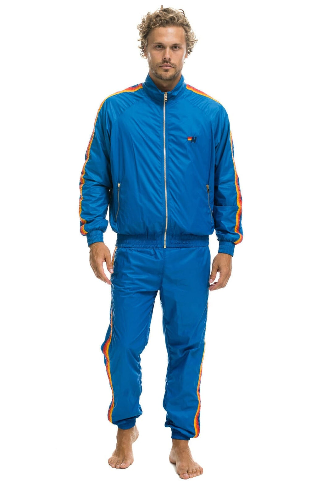 Retro MENS 4 STRIPE WIND PANT - SNORKEL BLUE