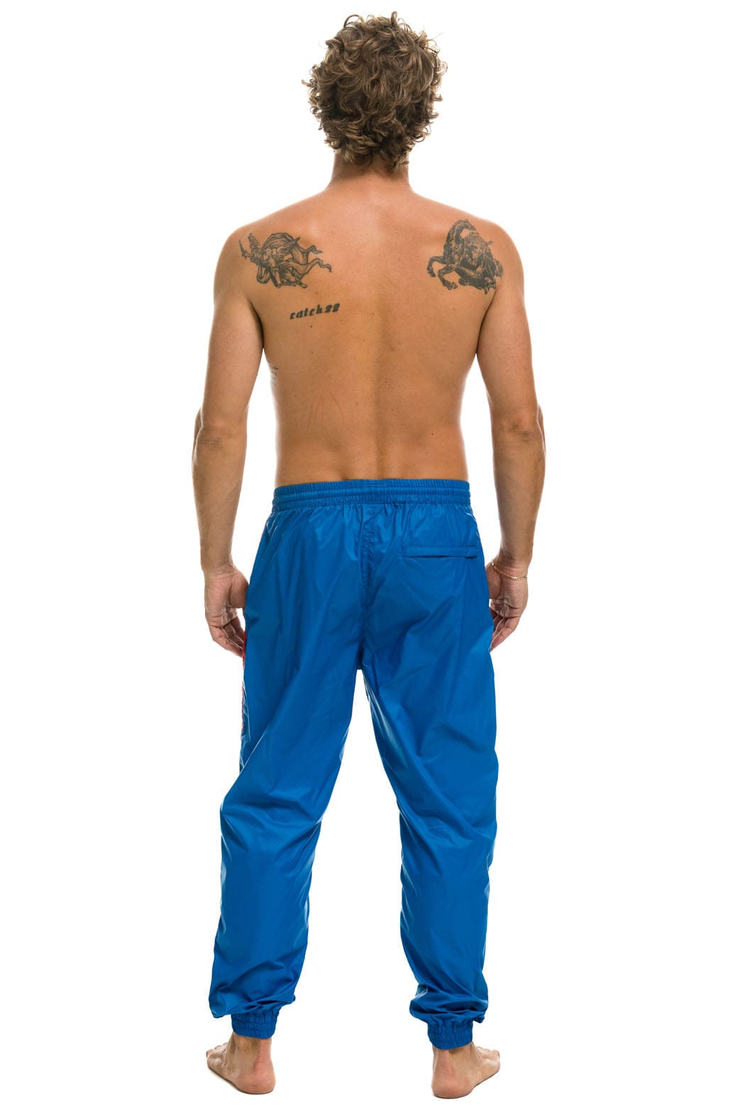 Retro MENS 4 STRIPE WIND PANT - SNORKEL BLUE
