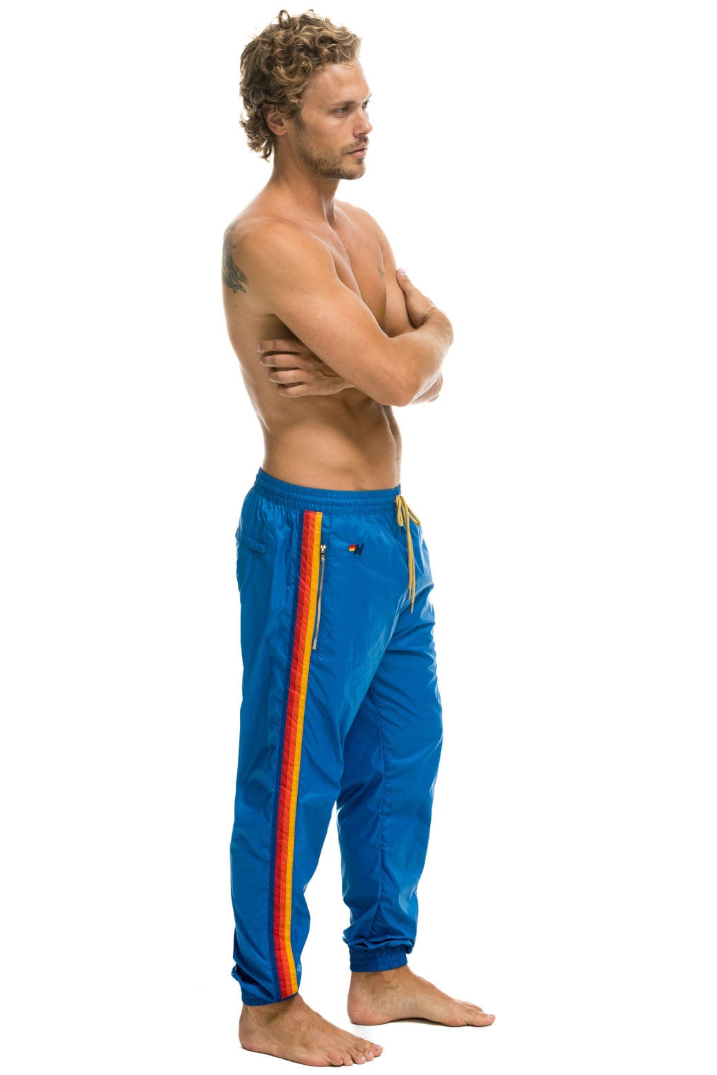 Retro MENS 4 STRIPE WIND PANT - SNORKEL BLUE