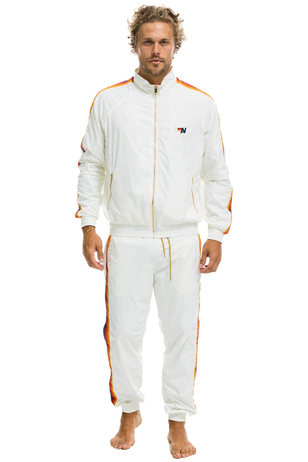 Retro MENS 4 STRIPE WIND PANT - WHITE