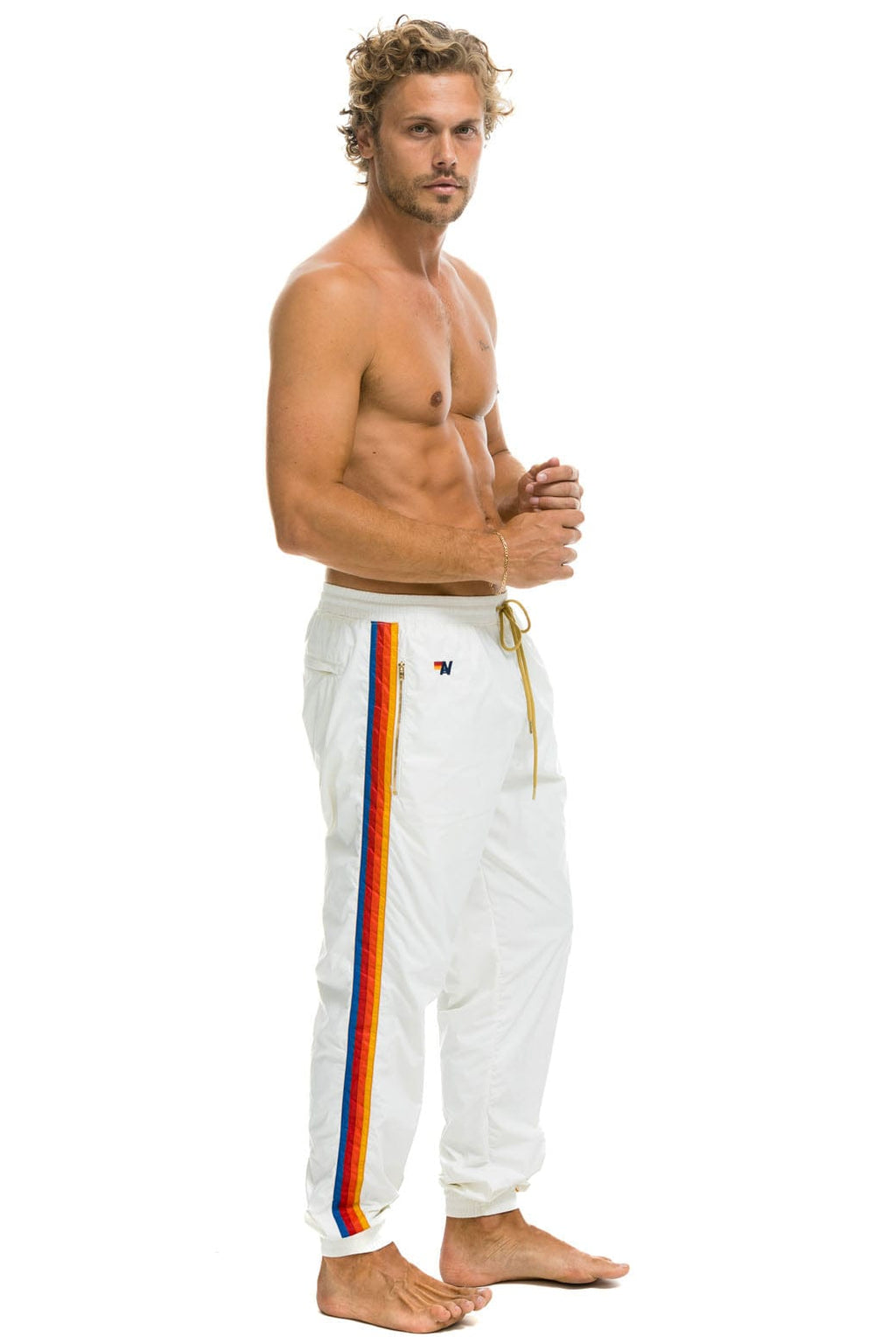 Retro MENS 4 STRIPE WIND PANT - WHITE