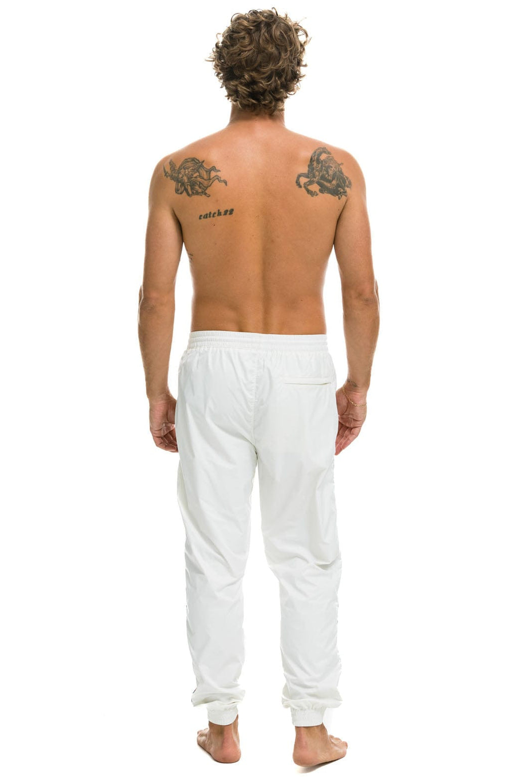 Retro MENS 4 STRIPE WIND PANT - WHITE