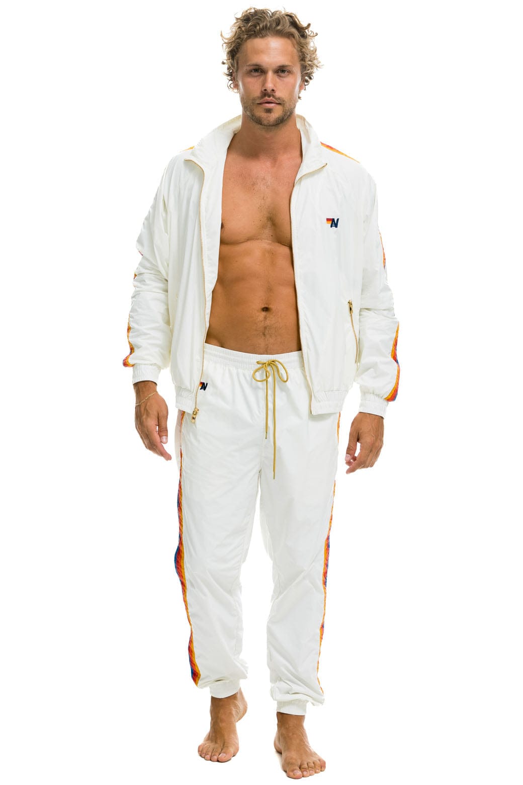 Retro MENS 4 STRIPE WIND PANT - WHITE