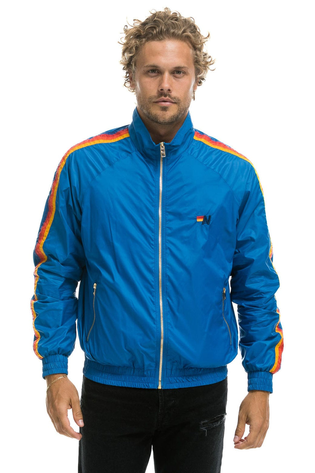 Retro MENS 4 STRIPE WINDBREAKER - SNORKEL BLUE