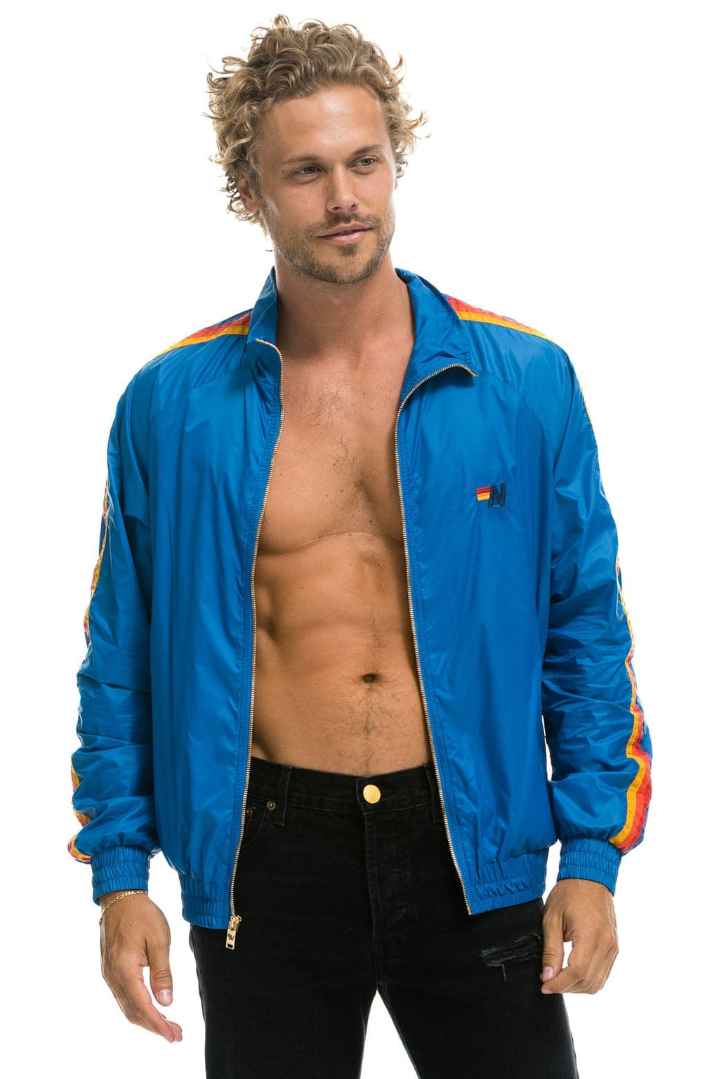 Retro MENS 4 STRIPE WINDBREAKER - SNORKEL BLUE
