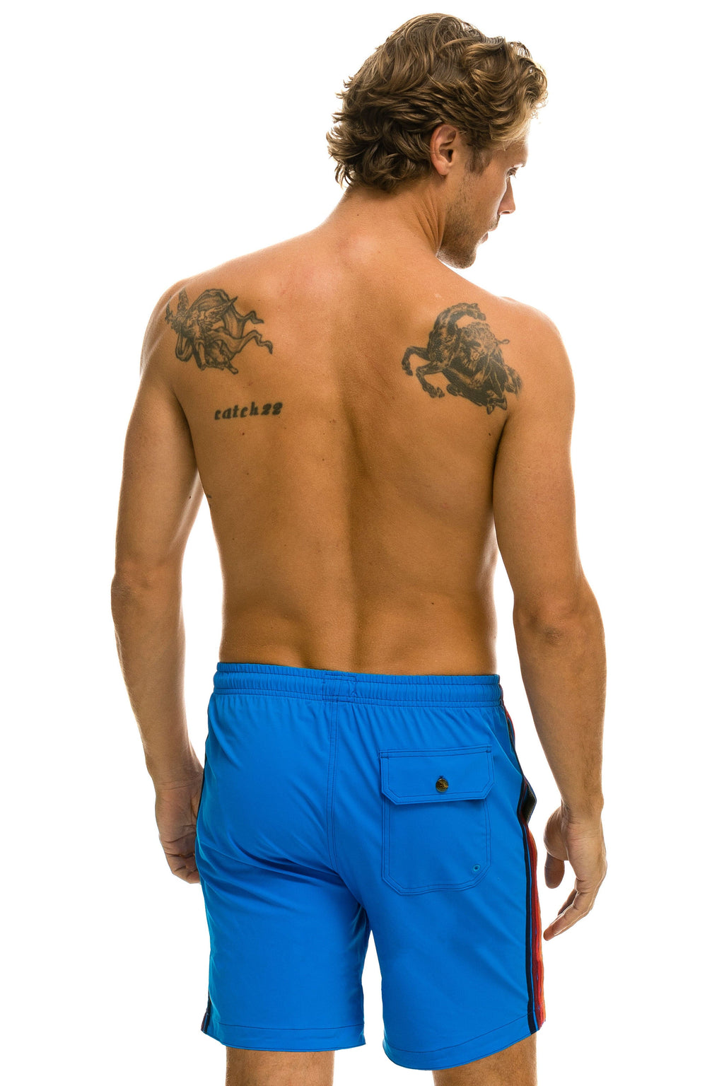 Retro MENS 5 STRIPE FLEX SHORTS 7 INCH - PARROT