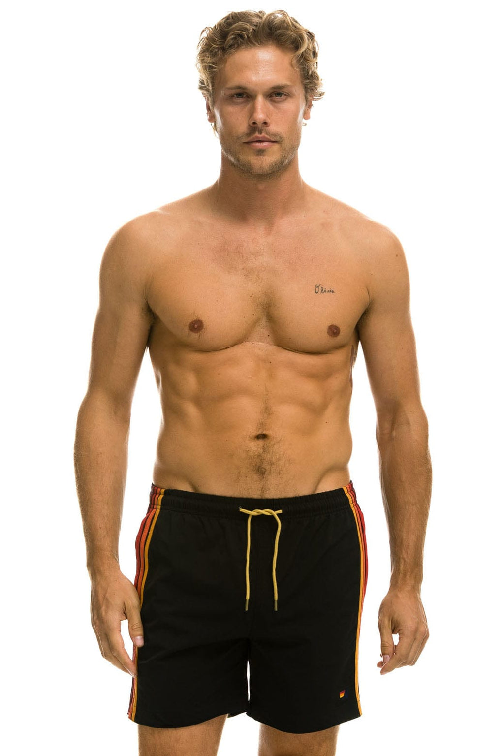 Retro MENS 5 STRIPE FLEX SHORTS - BLACK