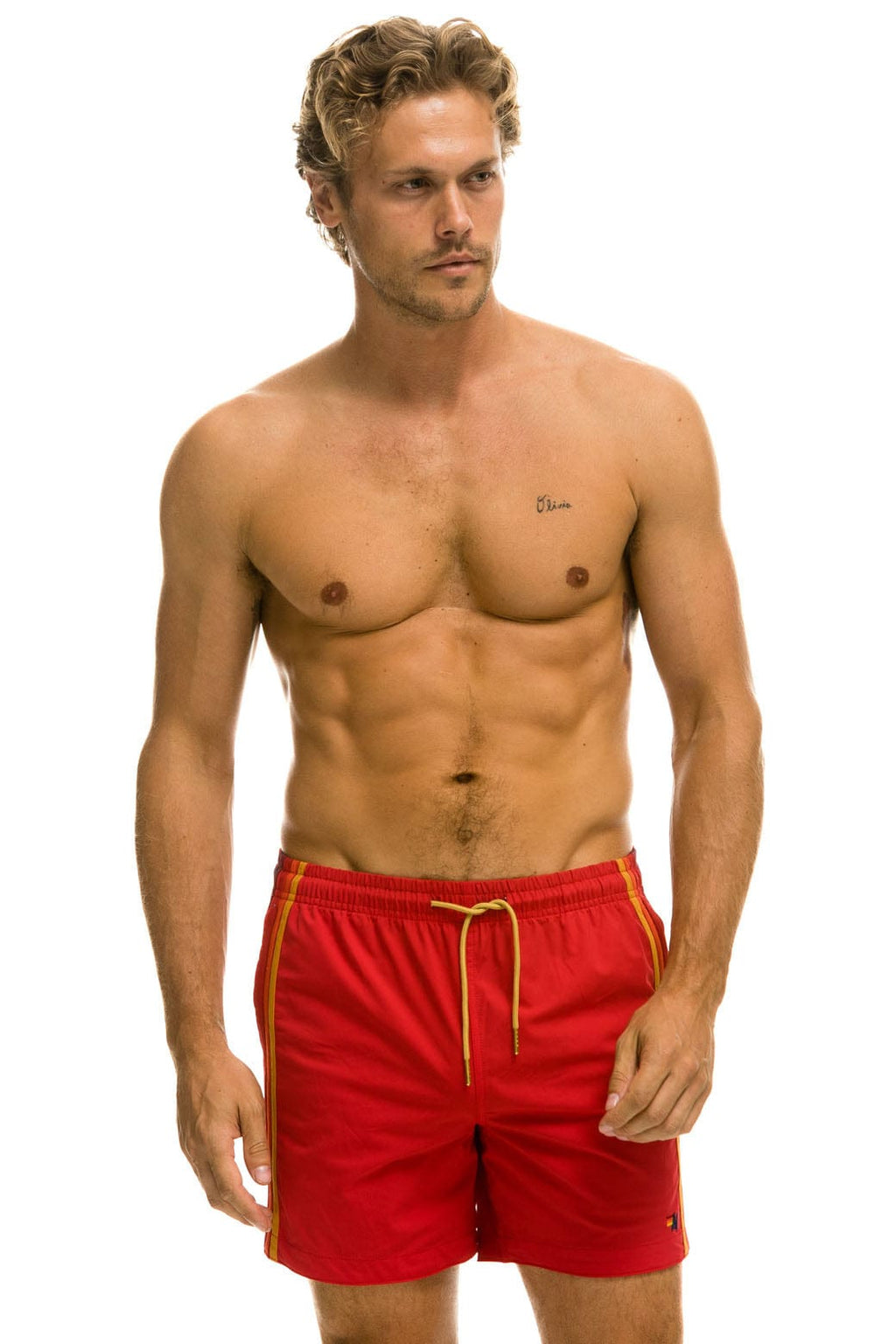 Retro MENS 5 STRIPE FLEX SHORTS - RED